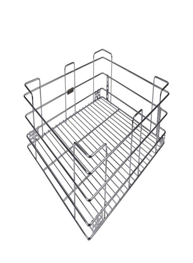 IZMAH Modular Kitchen Stainless Steel Multipurpose Kitchen Storage Cabinet Basket (19 * 20 INCH) + 2 Shelves Pullout Basket with 4 Set Telescopic Drawer Channel 20 INCH - Image 3